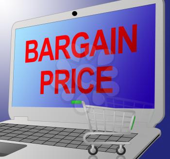 Bargain Price Laptop Message Shows Internet Deal 3d Illustration
