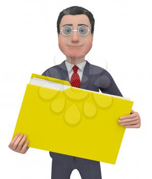 Character Holding Folder Shows Organizing And Paperwork 3d Rendering