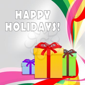 Happy Holidays Giftboxes Shows Christmas Break 3d Illustration