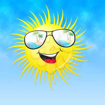 Summer Sun With Sunglasses Smiling Means Heat And Warmth