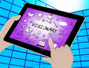Visionary Icons Tablet Representing Insights Strategist And Ideals 3d Illustration
