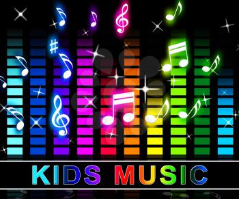Kids Music Equalizer Notes Represents Sound Track And Child