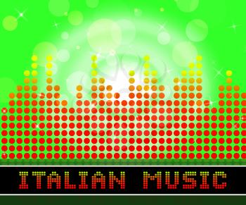 Italian Music Graphic Equalizer Indicates Sound Track And Songs