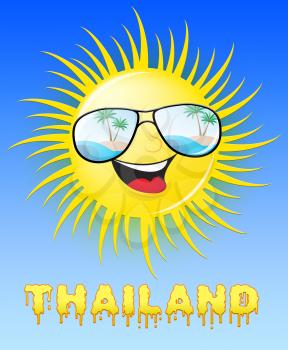 Thailand Sun With Glasses Smiling Means Sunny 3d Illustration