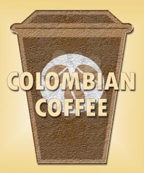 Colombian Coffee Cup Means Colombia Brew Or Beverage