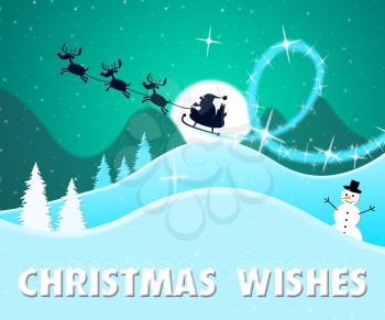 Christmas Wishes santa Scene Means Season Greetings 3d Illustration
