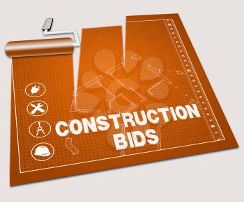 Construction Bids Paint Roller Shows Building Quote 3d Illustration