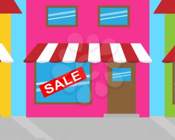 Sale Shop Sign Represents Merchandise Save 3d Illustration