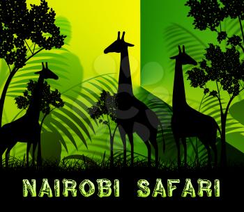 Nairobi Safari Giraffes Shows Wildlife Reserve 3d Illustration