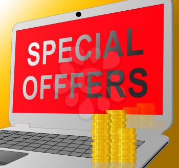 Special Offers Laptop Message Represents Big Reductions 3d Illustration