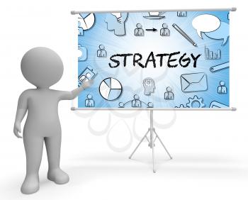 Strategy Icons Sign Meaning Plans Symbols And Strategic 3d Illustration