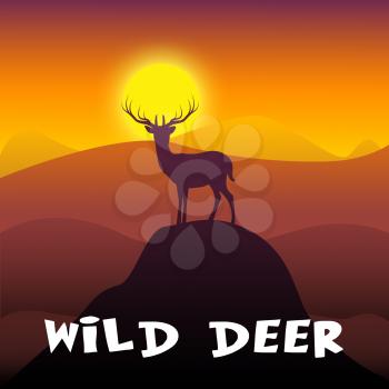 Wild Deer Mountain Scene Shows Stag Wildlife 3d Illustration