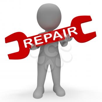 Repair Character with Spanner Shows Repair Fixing 3d Rendering