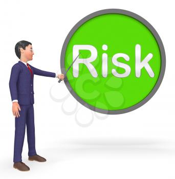Risk Button Sign Shows High Danger 3d Rendering