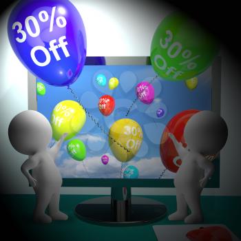 Balloons From Computer Show Sale Discount Of Thirty Percent 3d Rendering