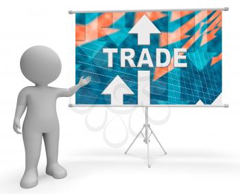 Trade Graph Character Meaning Selling Business And Ecommerce 3d Rendering