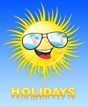 Holidays Sun With Glasses Smiling Means Heat 3d Illustration