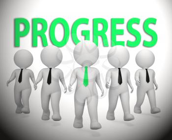 Progress Businessmen Characters Representing Forward Headway 3d Rendering