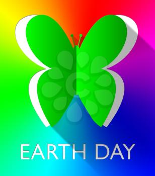 Earth Day Butterfly Cutout Shows Eco Friendly 3d Illustration