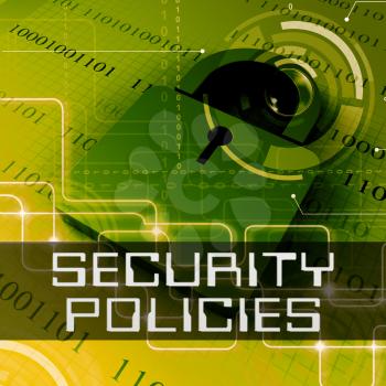 Security Policies Padlock Shows Data Protection Rules 3d Rendering