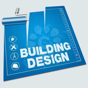 Building Design Paint Roller Shows House Plans 3d Illustration