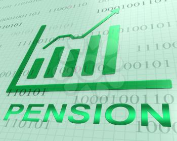 Pension Graph Increase Showing Retirement Money 3d Rendering