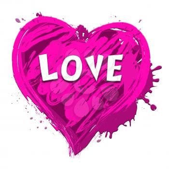 Love Heart Design Showing Valentine Romance 3d Illustration