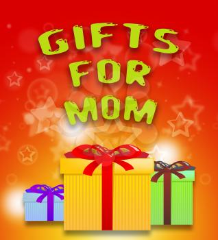 Gifts For Mom Giftboxes Shows Mother Presents 3d Illustration