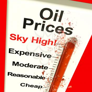Oil Prices High Monitor Thermometer Showing Expensive Fuel 3d Rendering