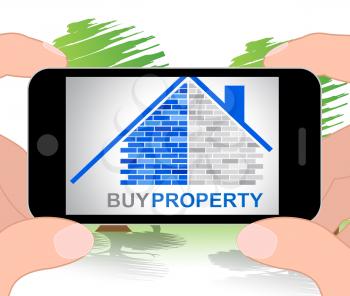 Buy Property Phone Showing Real Estate And Household 3d Illustration