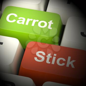 Carrot Or Stick Keys Shows Motivation By Incentive 3d Rendering