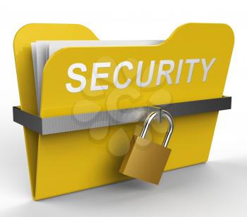 Security File Folder With Padlock Means Password Protected 3d Rendering