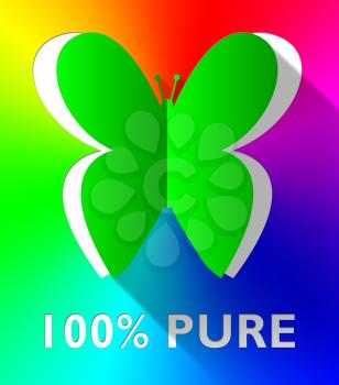 Hundred Percent Pure Butterfly Cutout Shows Healthful 3d Illustration