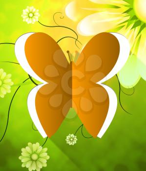 Butterfly Flowers Cutout Showing Nature Butterflies 3d Illustration