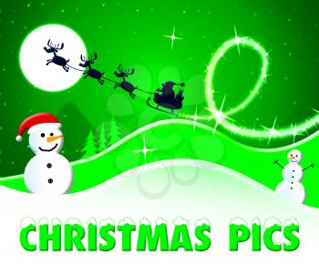 Christmas Pics Snowmen And Santa Shows Xmas Images 3d Illustration