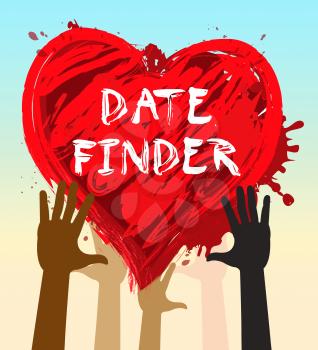 Hands Holding Date Finder Heart Indicates Search For Love 3d Illustration