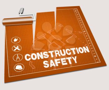 Construction Safety Paint Roller Shows Building Caution 3d Illustration