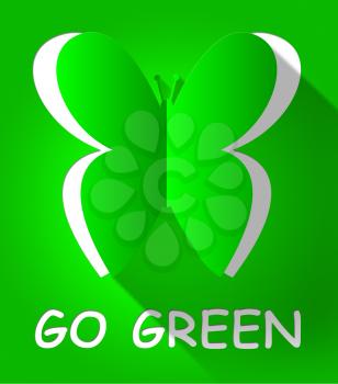 Go Green Butterfly Cutout Shows Ecology 3d Illustration
