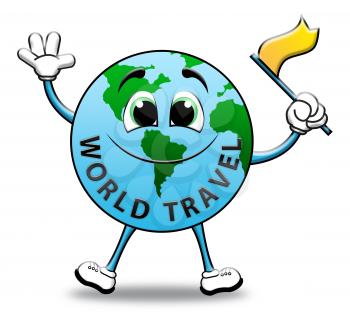 World Travel Globe Character Indicating Planet Traveller 3d Illustration