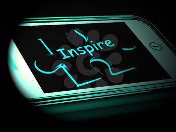 Inspire On Smartphone Showing Encouragement And Motivation 3d Rendering