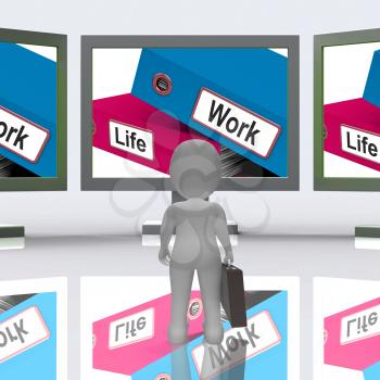 Life Work Folders Meaning Balance Of Career And Leisure 3d Rendering