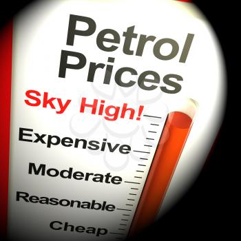Petrol Prices Sky High Monitor Thermometer 3d Rendering