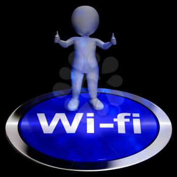 Wifi Button For Hotspots Or Internet Connections 3d Rendering