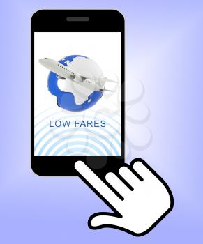 Low Fares Phone Showing Discount Airfare 3d Rendering