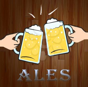 Ales Beer Glasses Shows Public House And Bars