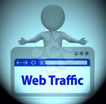 Web Traffic Webpage Character Meaning Website Online 3d Rendering