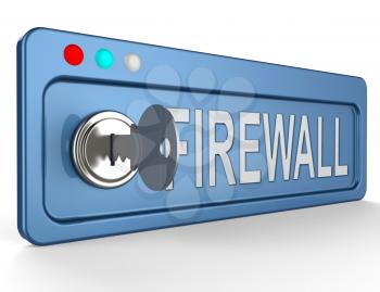 Firewall Lock And Key Means Safe Protected 3d Illustration