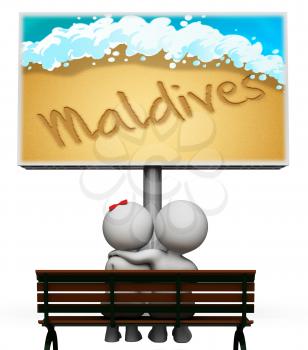 Maldives Holiday Sign Showing Tropical Vacation 3d Illustration