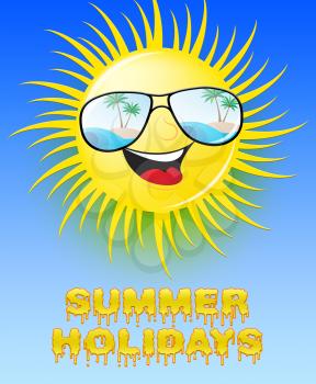 Summer Holidays Sun With Glasses Smiling Means Heat 3d Illustration