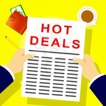 Hot Deals Newsletter Shows Clearance Reduction 3d Illustration